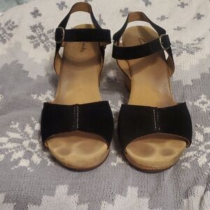 Clarks Black Suede Women's Sandals